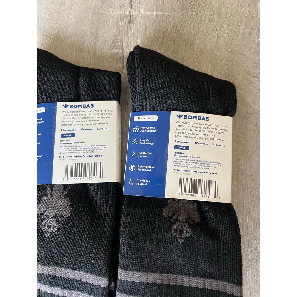 Bombas Calf Socks Two Pair, in black, Unisex size large, NWT - Picture 4 of 4